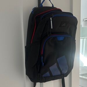 Adidas Stylish Black & Blue with Red Accents Backpack